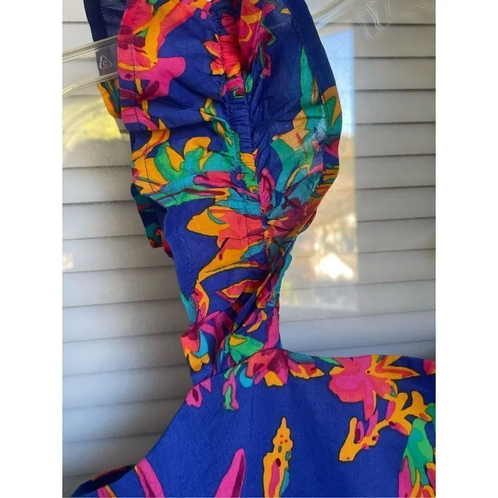 NWT JCrew Floral Tropical Square Neck Midi Dress Blue Size 8 - Picture 15 of 16